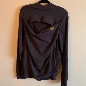 Boba Large Baby Wearing Dark Gray Side Zip Up Long Sleeve Hoodie Zipper Pockets